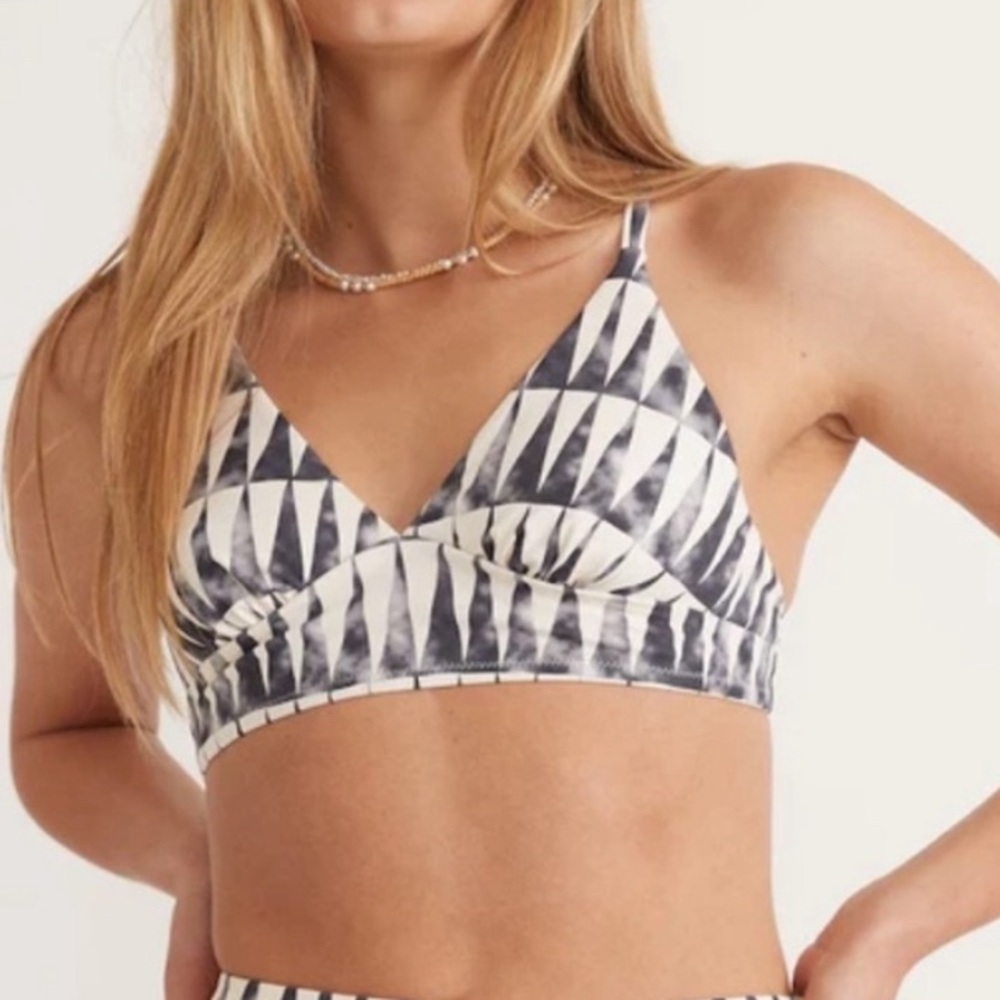 Marine Layer Plunge Bikini Top - India Ink Geo